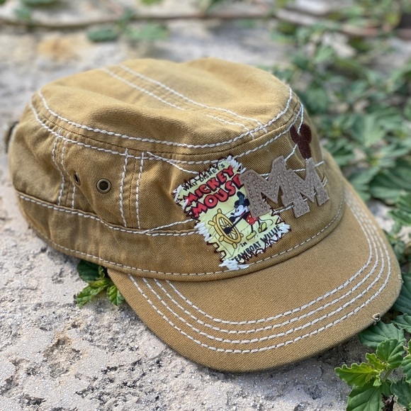 Disney Steamboat Willie cap distressed bronze spell out and patch 100% cotton - Picture 2 of 7